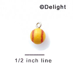 N1079+ tlf - Softball - 3-D Hand Painted Resin Charm