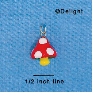 N1083+ tlf - Red Spotted Mushroom - 3-D Hand Painted Resin Charm