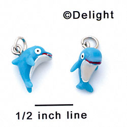 N1089+ tlf - Dolphin - 3-D Hand Painted Resin Charm  
