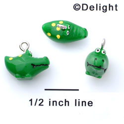 N1090+ tlf - Alligator - 3-D Hand Painted Resin Charm  