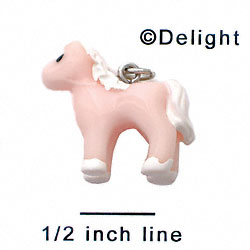 N1094+ tlf - Pink Pony - 3-D Hand Painted Resin Charm  