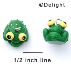 N1095+ tlf - Big Eyed Frog - 3-D Hand Painted Resin Charm  