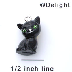 N1102+ tlf - Black Cat - 3-D Hand Painted Resin Charm  