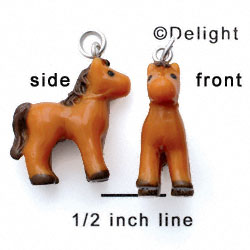 N1103+ tlf - Brown Pony - 3-D Hand Painted Resin Charm