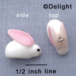 N1104+ tlf - White Big Eared Bunny - 3-D Hand Painted Resin Charm