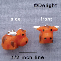 N1105+ tlf - Longhorn - 3-D Hand Painted Resin Charm