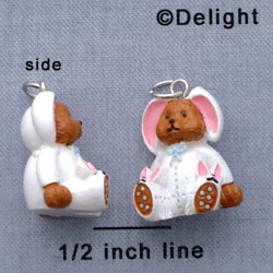N1108+ tlf - Bear in Bunny Costume - 3-D Hand Painted Resin Charm