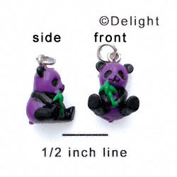 N1115+ tlf - Purple Panda Bear - 3-D Hand Painted Resin Charm