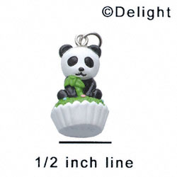 N1124+ tlf - Panda on Cupcake - 3-D Handpainted Resin Charm