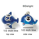 N1023 - Blue Baby Whale - 3-D Hand Painted Resin Charm
