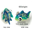 N1022 - Blue and Green Fish - 3-D Hand Painted Resin Charm