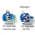 N1015 - Blue Fish with Pink Polka Dots - 3-D Hand Painted Resin Charm