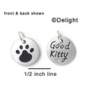 N1003 - Good Kitty & Paw - Silver Resin Charm