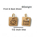 N1005G - Good Luck & Four Leaf Clover - Gold Resin Charm