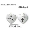 N1006 - Christian Cross & Fish in Heart - Silver Resin Charm