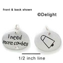 N1026 - I Need More Cowbell - Silver Resin Charm