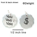N1049 - Veni, Vedi, Visa & Dollar Sign - Silver Resin Charm
