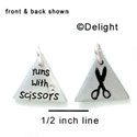 N1050 - Runs with Scissors & Pair of Scissors - Silver Resin Charm