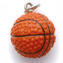 N1081+ tlf - Basketball - 3-D Hand Painted Resin Charm