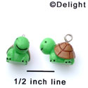 N1092+ tlf - Turtle - 3-D Hand Painted Resin Charm  