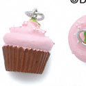 N1098+ tlf - Chocolate Cupcake with Pink Frosting and Sprinkles - 3-D Hand Painted Resin Charm  