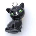 N1102+ tlf - Black Cat - 3-D Hand Painted Resin Charm  