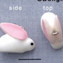 N1104+ tlf - White Big Eared Bunny - 3-D Hand Painted Resin Charm