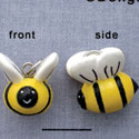 N1109+ tlf - Bumble Bee - 3-D Hand Painted Resin Charm