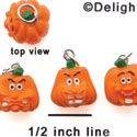 N1113+ tlf - 3 Assorted Funny Pumpkins - 3-D Hand Painted Resin Charm