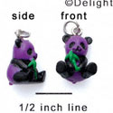 N1115+ tlf - Purple Panda Bear - 3-D Hand Painted Resin Charm