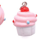 N1116+ tlf - White Cupcake with Pink Frosting - 3-D Hand Painted Resin Charm