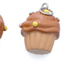 N1118+ tlf - Vanilla Cupcake with Chocolate Frosting - 3-D Hand Painted Resin Charm