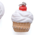 N1119+ tlf - Vanilla Cupcake with White Frosting and Cherry - 3-D Hand Painted Resin Charm