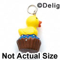 N1125+ tlf - Ducky on Cupcake - 3-D Handpainted Resin Charm