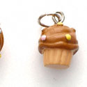 N1128+ tlf - Mini Vanilla Cupcake with Chocolate Frosting - 3-D Hand Painted Resin Charm