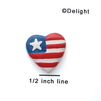 0024A - Small USA Heart with 1 Star - Resin Decoration