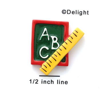 0039D tlf - Medium Red ABC Slate with Ruler - Resin Decoration