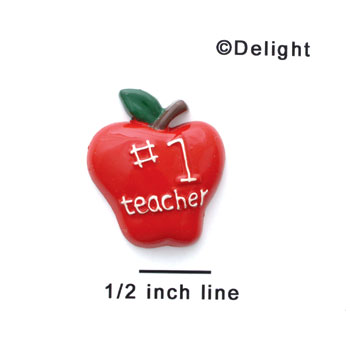 0055 ctlf - Medium Red Apple - #1 Teacher - Resin Decoration