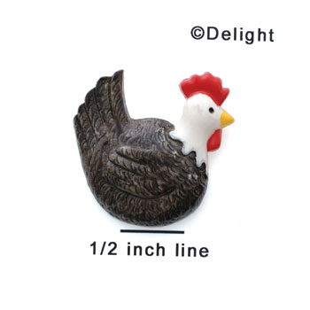 0061E - Rooster Gray - Resin Decoration