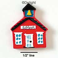 0116C tlf - Medium Red School House - Resin Decoration