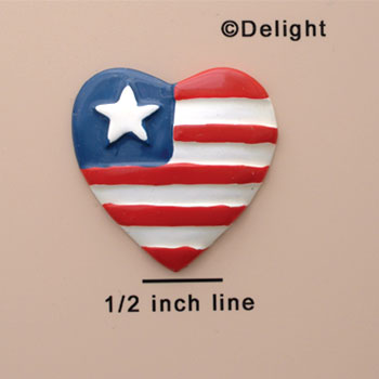 0117D - Large USA Heart with 1 Star - Resin Decoration