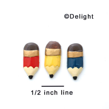 0131B - 3 Mini Assorted Pencils - Resin Decoration