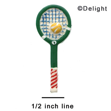 0222 - Tennis Raquet - Green Ball Medium  - Resin Decoration