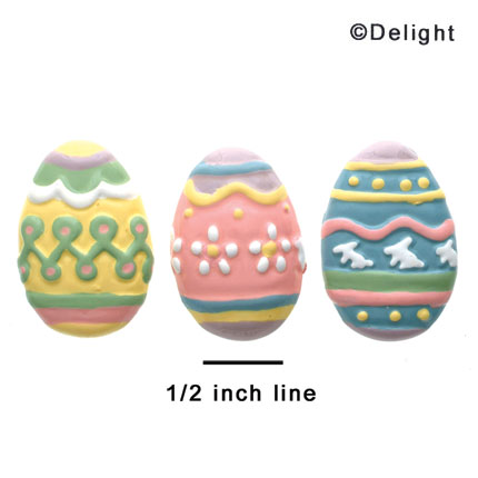 0281-12 ctlf - Easter Egg - Fancy Pastel - 3 Assorted - Resin Decoration (12 per package)