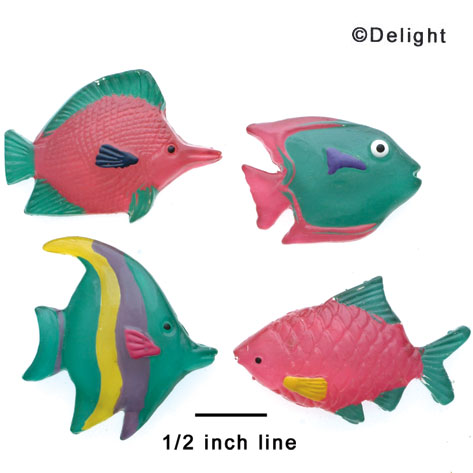 0285A-12* - Fish Crystal Teal - 4 Assorted - Resin Decoration (12 per package)