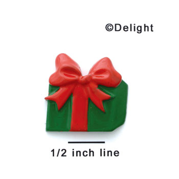 0475 ctlf - Large Green Present with Red Bow - Resin Decoration