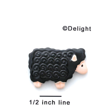 0499* ctlf - Medium Black Curly Lamb (Left & Right) - Resin Decoration