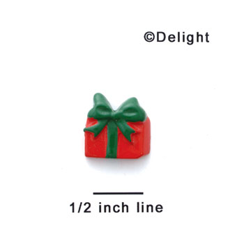 0545 - Mini Red Present with Green Bow - Resin Decoration