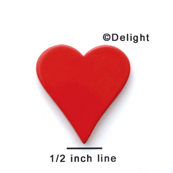 0581 - Large Red Flat Long Heart - Resin Decoration