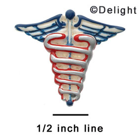 0631 - Caduceus - Medical Sign - Red, White, & Blue - Resin Decoration